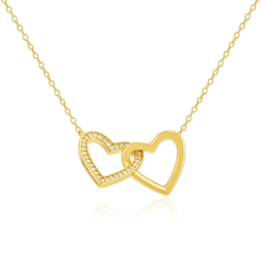 Cara Interlocking Heart Pendant Necklace 18ct Gold on Sterling Silver