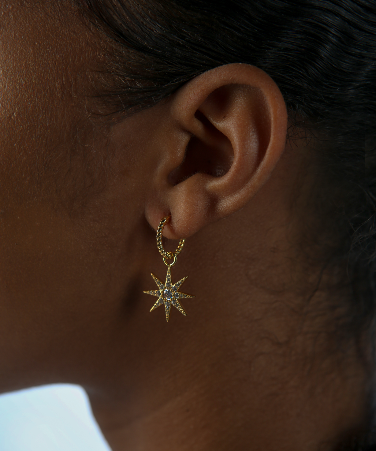 Estelle Starburst Pavé Charm Hoops