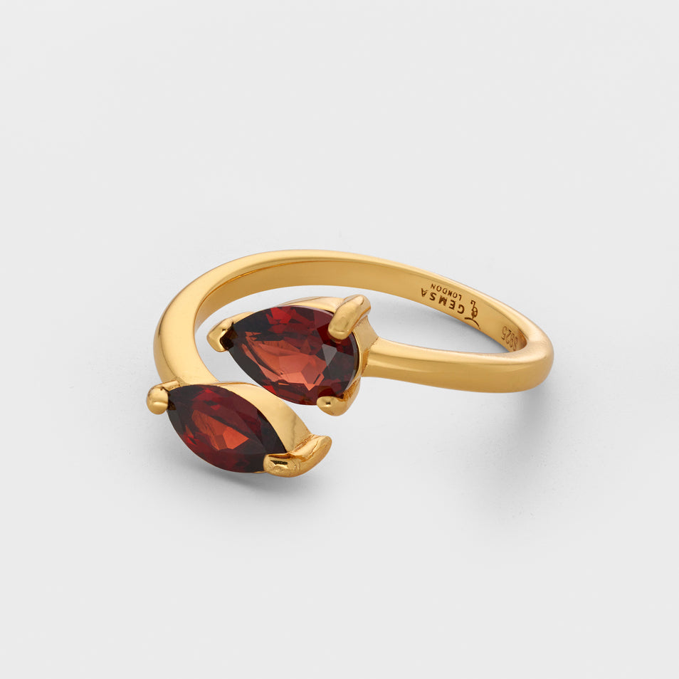 Roman Garnet Adjustable Ring - Marquise & Pear