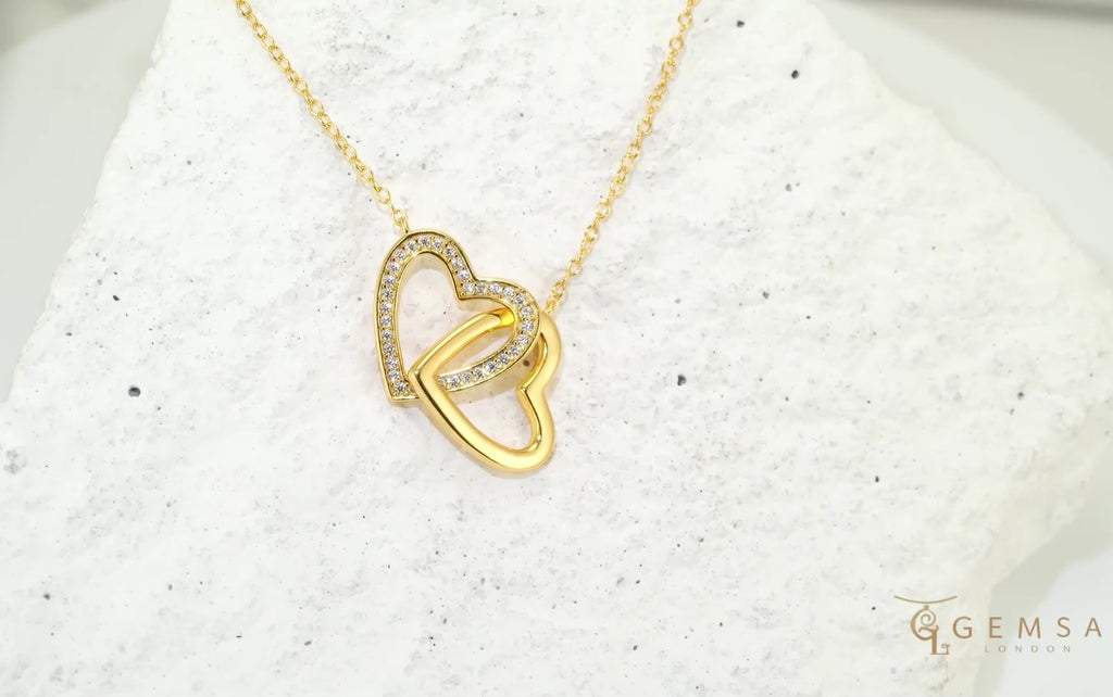 Cara Interlocking Heart Pendant Necklace 18ct Gold on Sterling Silver