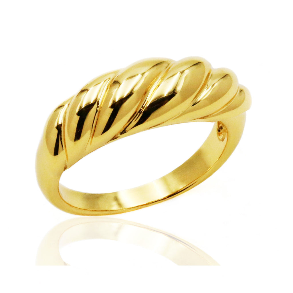 Croissant Dome Twisted Statement Ring 18ct Gold on Sterling Silver