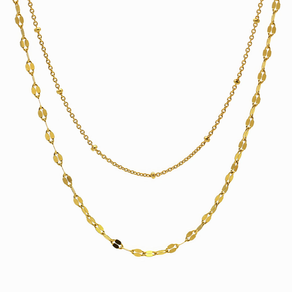 Marrakesh Minimalist Dainty Double Layer Strand Chain Necklace 18ct Gold Vermeil