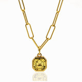 Bella Paperclip Chain Necklace Gold Vermeil with Asscher cut CZ Charm Pendant 