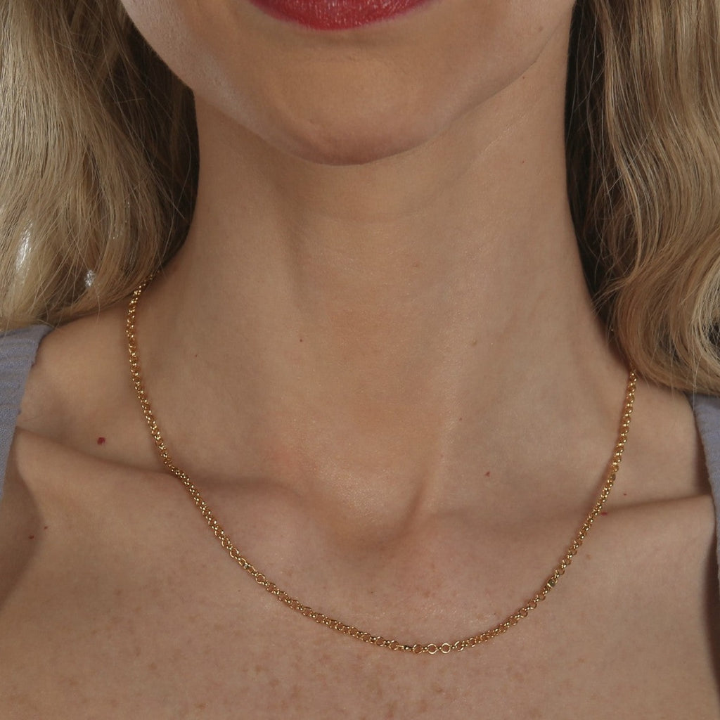 Chicago Belcher Rolo Chain with Zirconia 18ct Gold Vermeil Necklace