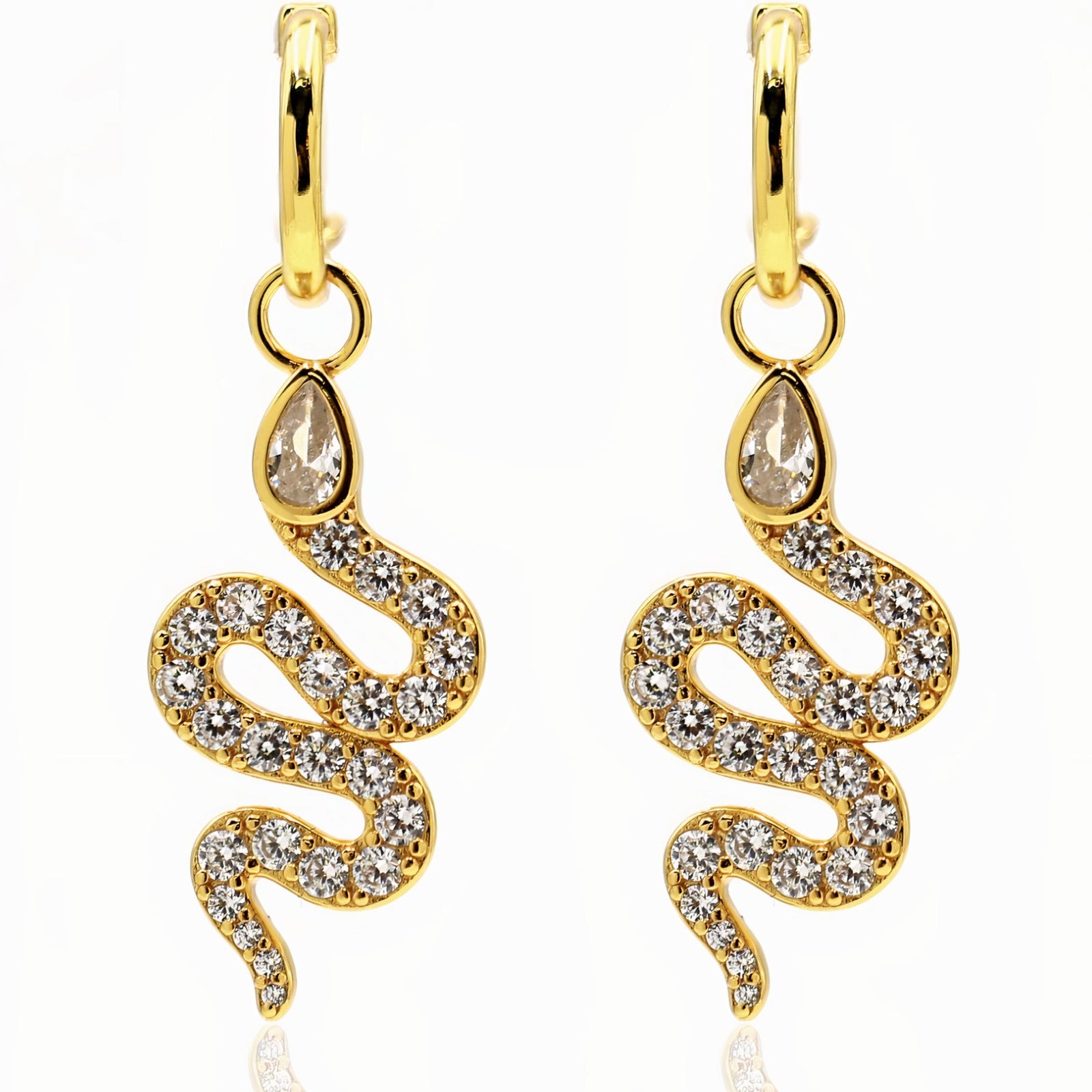 Cleopatra Pavé Snake Charm Hoops