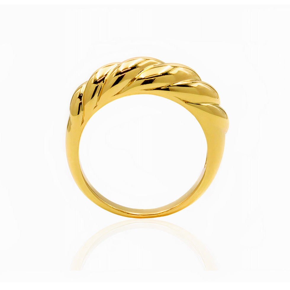 Croissant Dome Twisted Statement Ring 18ct Gold on Sterling Silver